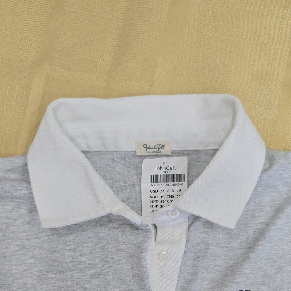 Brandy Melville John Galt Gray Polo Crop Top California Bear One Size - Picture 3 of 6